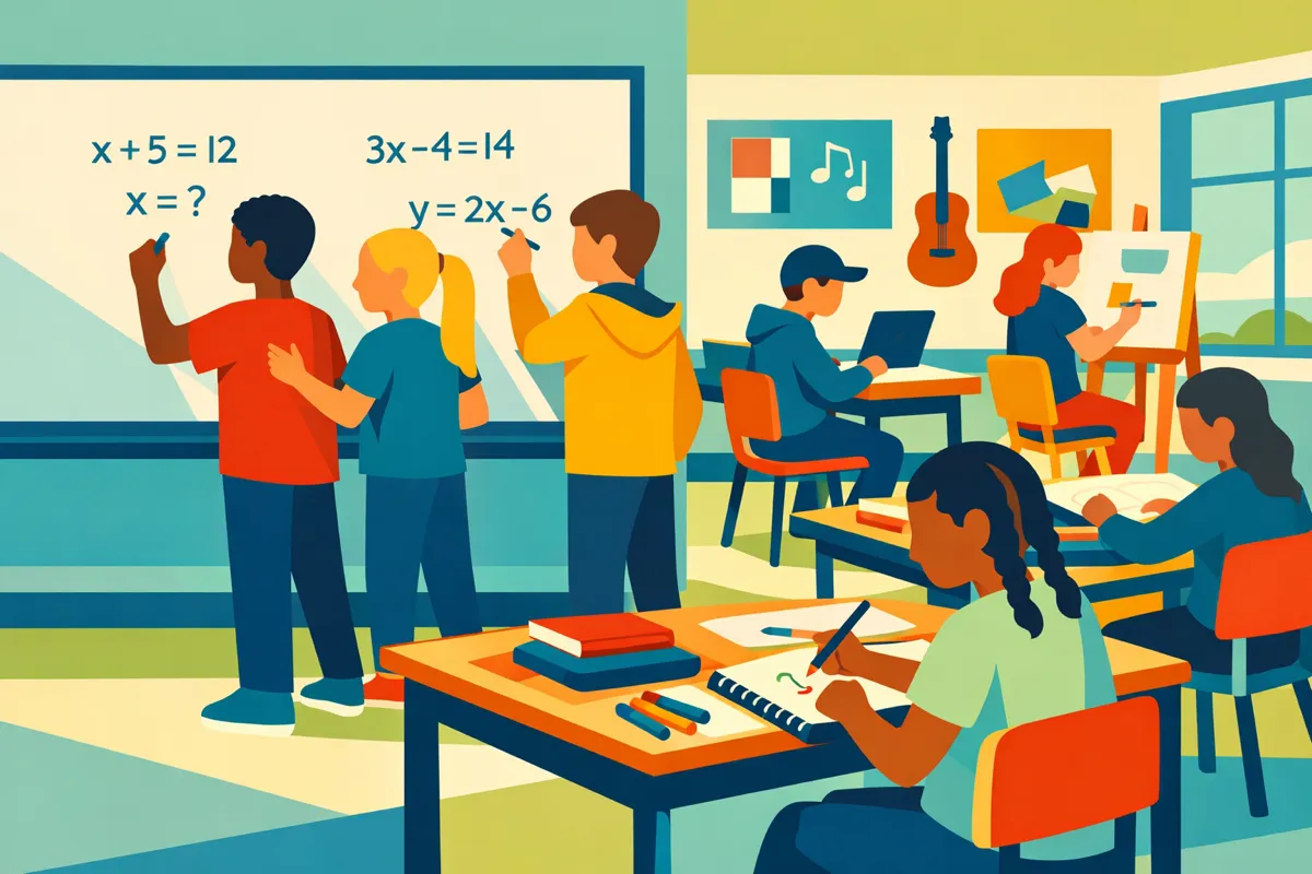 Students in a math classroom