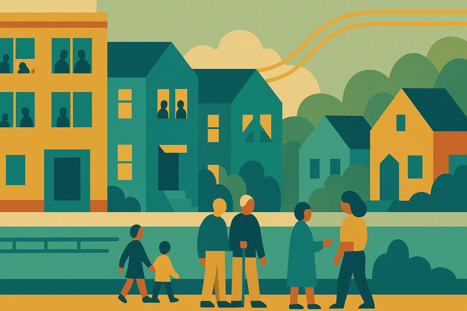 Illustration of family-friendly housing in San Francisco