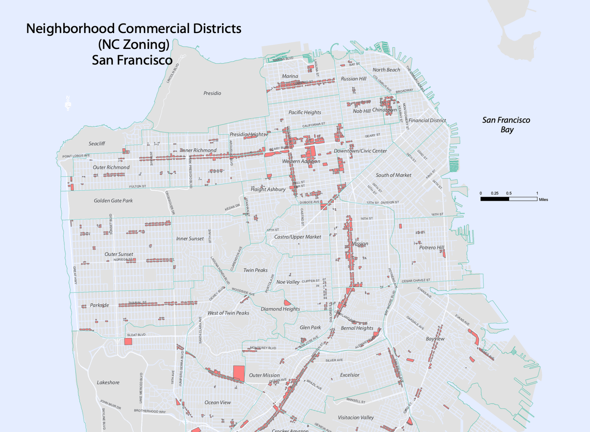Map of San Francisco neighborhood commercial districts