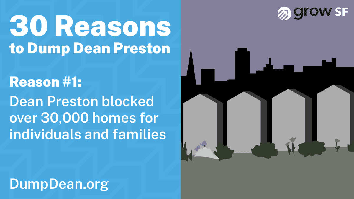 Reason 1: Dean Preston blocked the construction of over 30,000 new homes